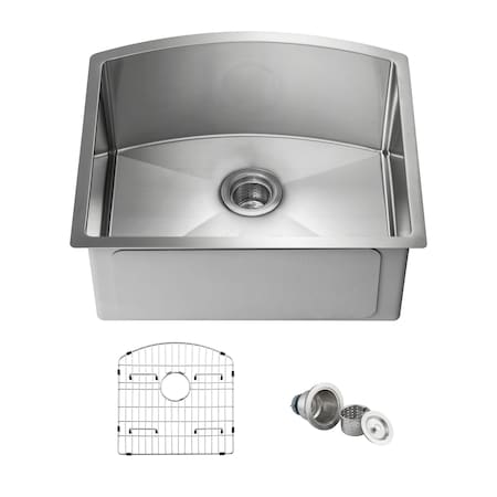 Kibi 22 in. Handcrafted Undermount Single Bowl 16 gauge Stainless Steel D Shape Kitchen Sink K1-S22-D
